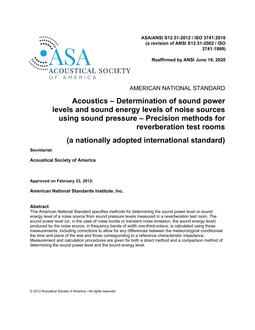 ASA S12.51-2012/ISO 3741-2010 (R2020)