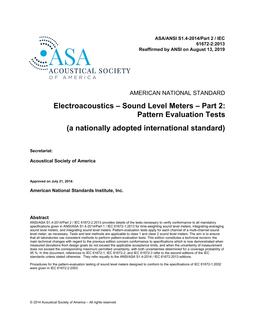 ASA S1.4-2014/Part 2 / IEC 61672-2:2013 (R2019)